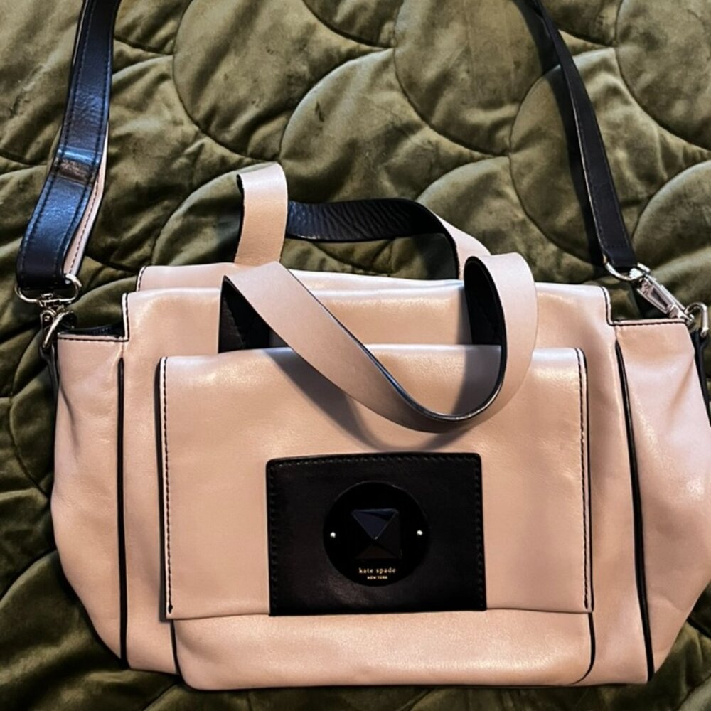 Kate Spade Purse - Tan and Black, Crossbody/Shoulder and Convertible Handles